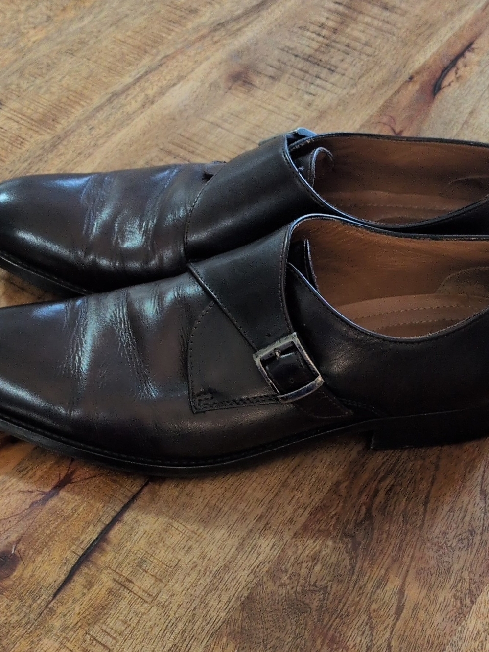 Tasso Elba Lucca Mens Double Monk Strap Shoes 10.5 M Dark Brown Leather VGC